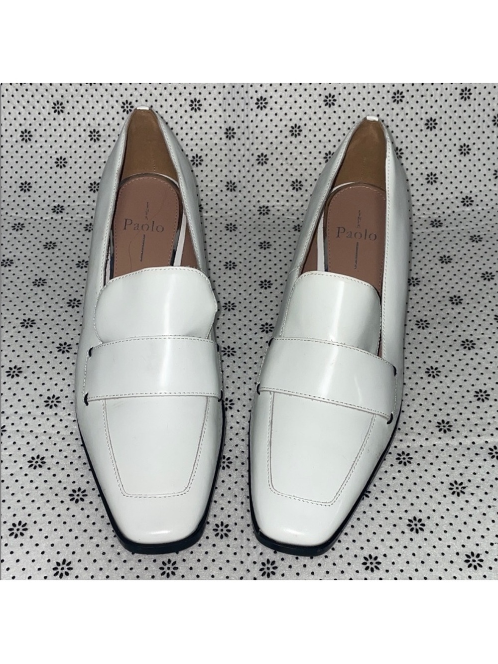 Linea Paolo Women's Casey Leather Block Heel Loafer Pump White Size 9.5